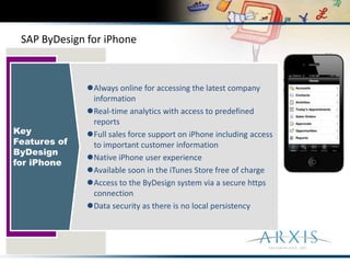 SAP ByDesign for iPhoneAlways online for accessing the latest company information