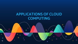 APPLICATIONS OF CLOUD
COMPUTING
12
 