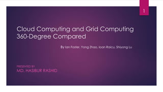 Cloud Computing and Grid Computing
360-Degree Compared
PRESENTED BY
MD. HASIBUR RASHID
1
By Ian Foster, Yong Zhao, Ioan Raicu, Shiyong Lu
 