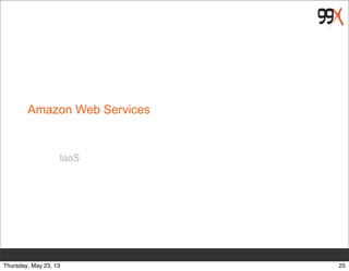 Amazon Web Services
IaaS
25Thursday, May 23, 13
 