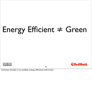 Energy Efﬁcient ≠ Green



                                               26

Common mistake is to conﬂate energy efficiency with Green
 