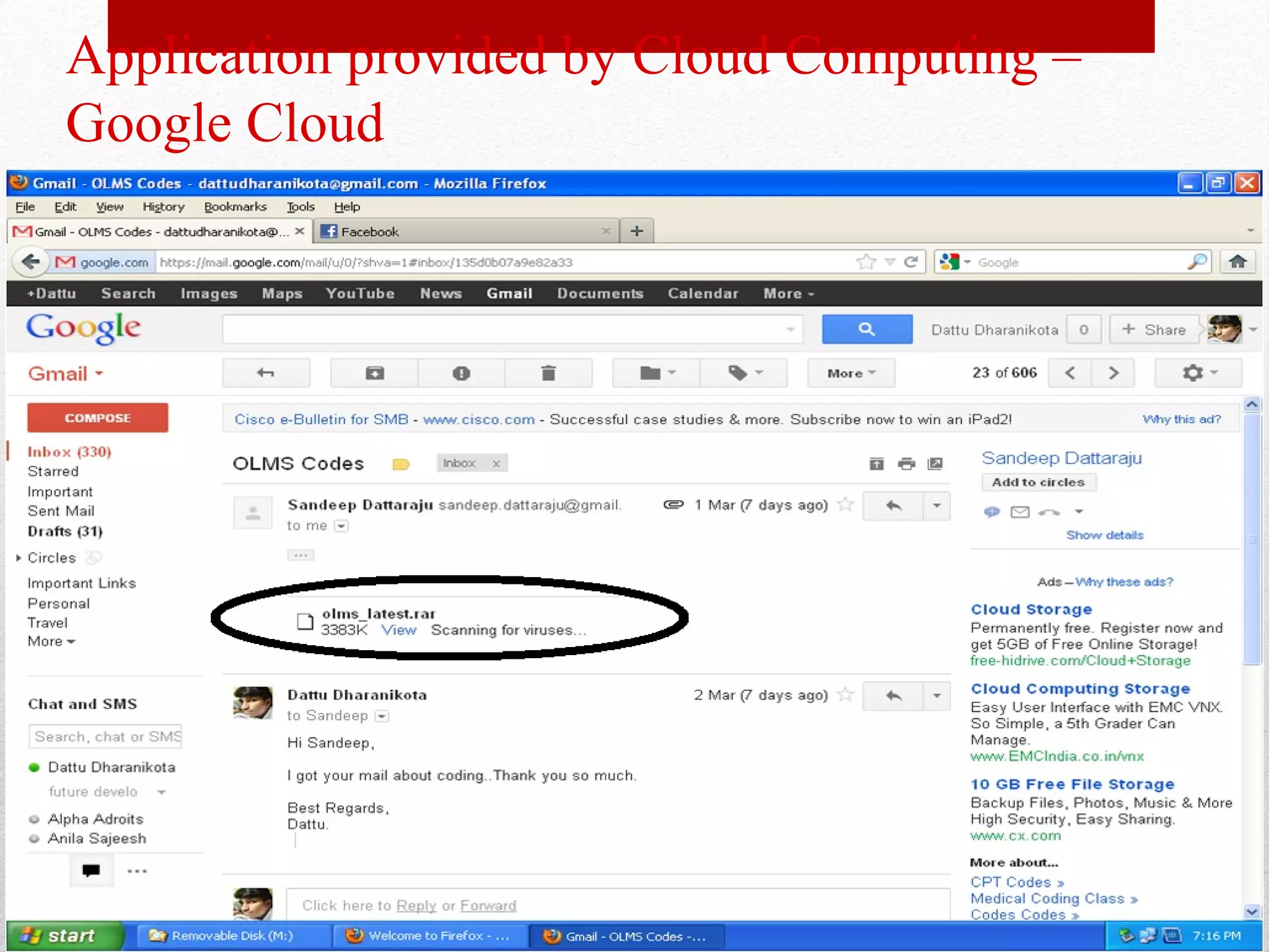 Application provided by Cloud Computing – Google Cloud 