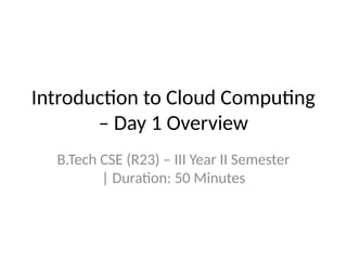 INTRODUCTION TO CLOUD COMPUTING BASICS AT A GLANACE AND ADVANTAGES ...