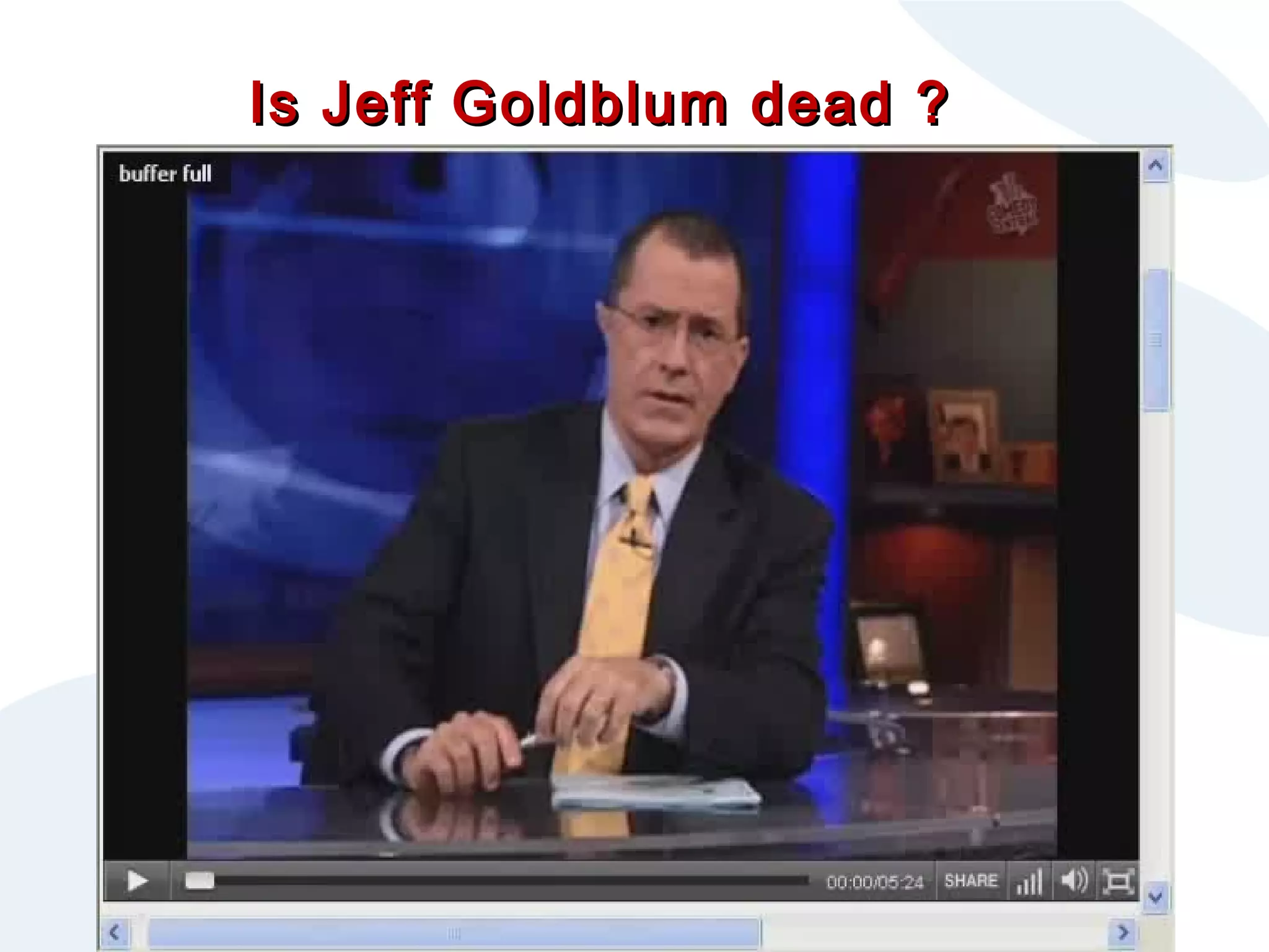 Is Jeff Goldblum dead ?

 