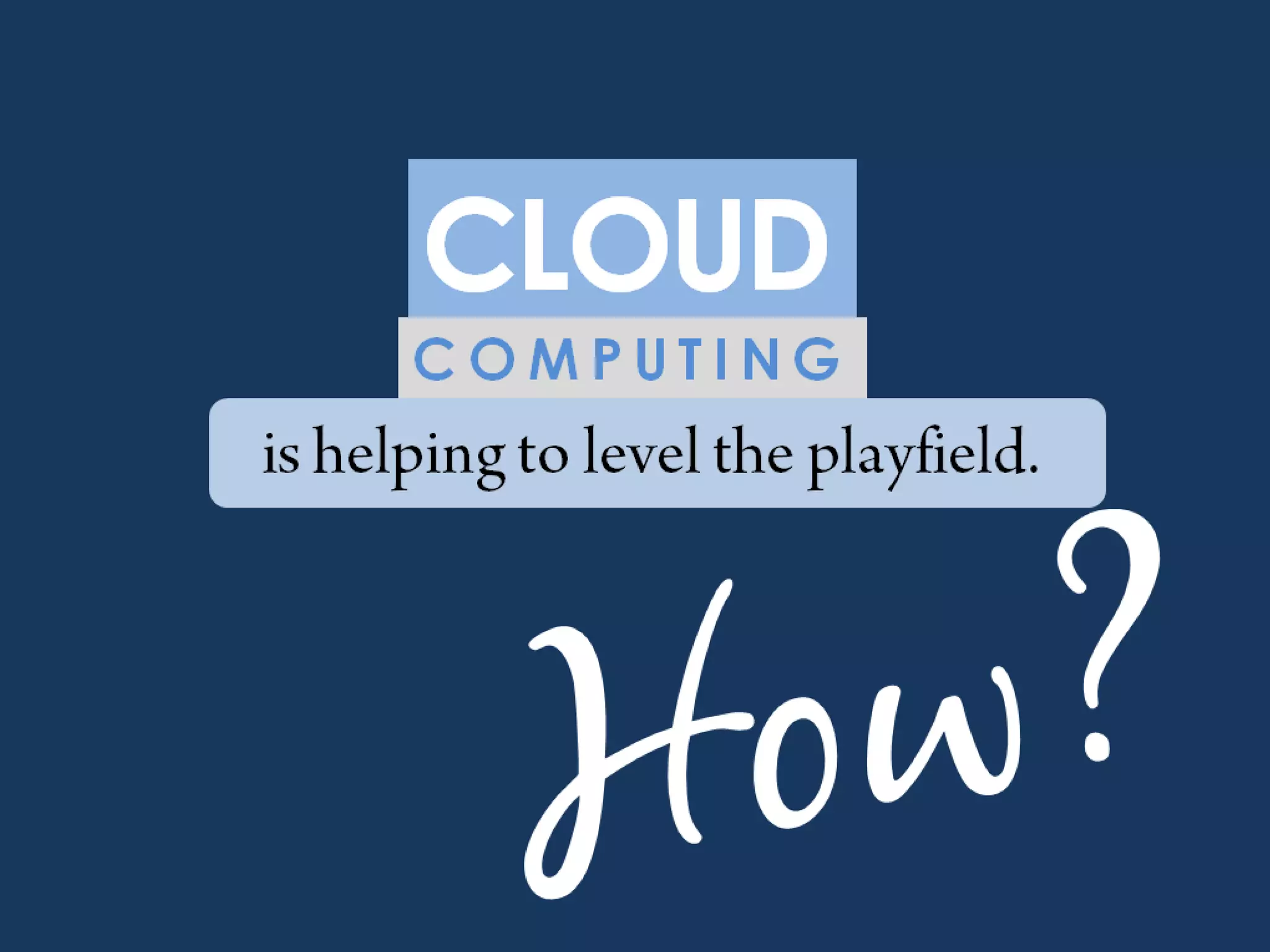  From hardware point of view, cloud computing offers seemingly never ending computing.