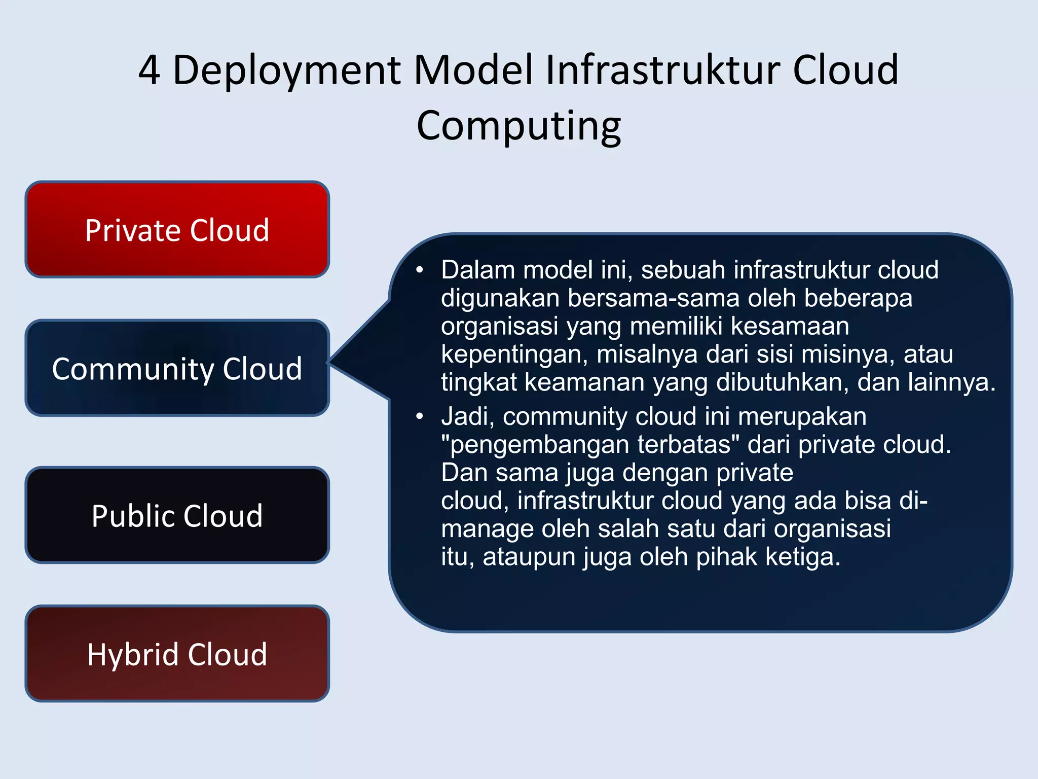 Mekanisme multi-tenant inimemungkinkansejumlahsumberdayakomputasitersebutdigunakansecarabersama-samaolehsejumlah user, dimanasumberdayatersebutbaik yang berbentukfisikmaupun virtual, dapatdialokasikansecaradinamisuntukkebutuhanpengguna/pelanggansesuaipermintaan. 