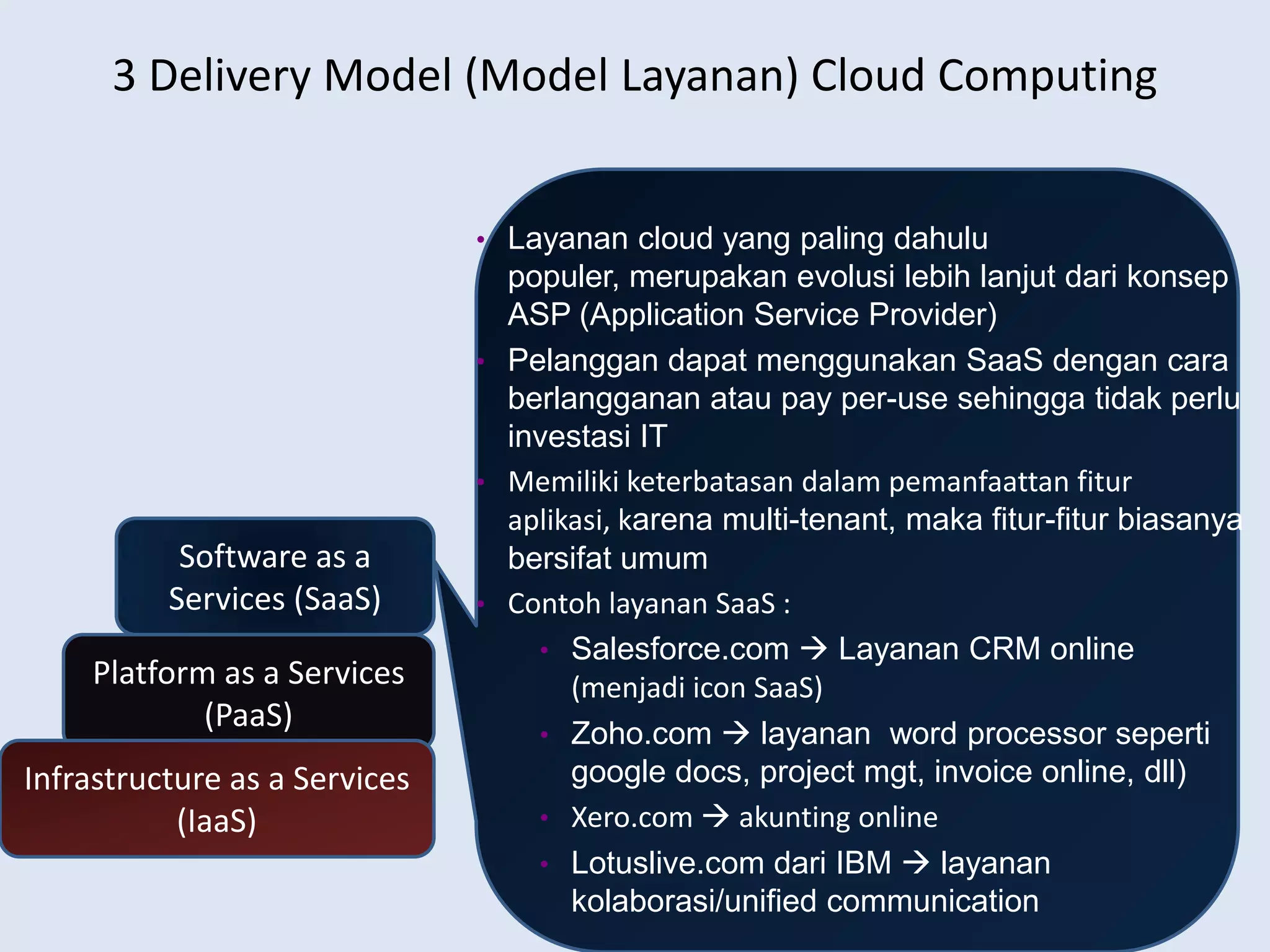 Untukpelanggansendiri, dengankemampuaniniseolah-olahkapasitas yang tersediatakterbatasbesarnya, dandapat "dibeli" kapansajadenganjumlahberapasaja.Measured servicesBroad network access5 Karakteristik Cloud ComputingResources PoolingRapid elasticity