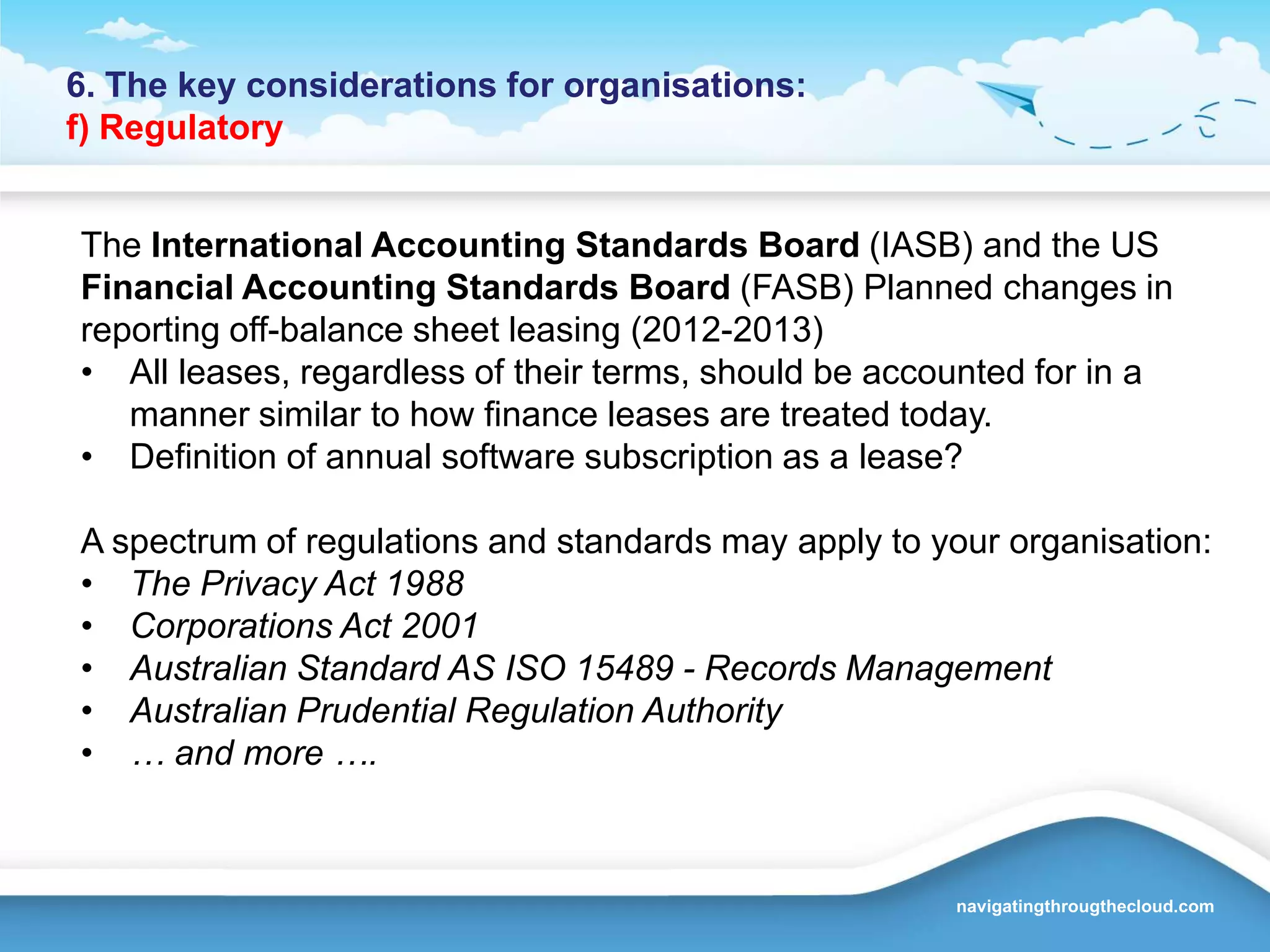 ‘Better 90% on time’ is often the catch-cry of business stakeholders who are becoming increasingly impatient with the complexity and lead times on IT projects.5. Project Management implicationsd) Cloud, pilot projects and driving innovationCloud systems can be invaluable in supporting innovation initiatives in that: