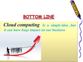 “Cloud computing Is a simple idea , but 
it can have huge impact on our business” 
 