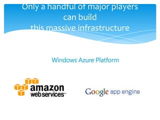 Only a handful of major players
          can build
  this massive infrastructure
 