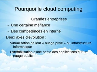 Les acteurs du cloud computing Google App Engine Hébergement d'applications développées en pyhton ou Java 