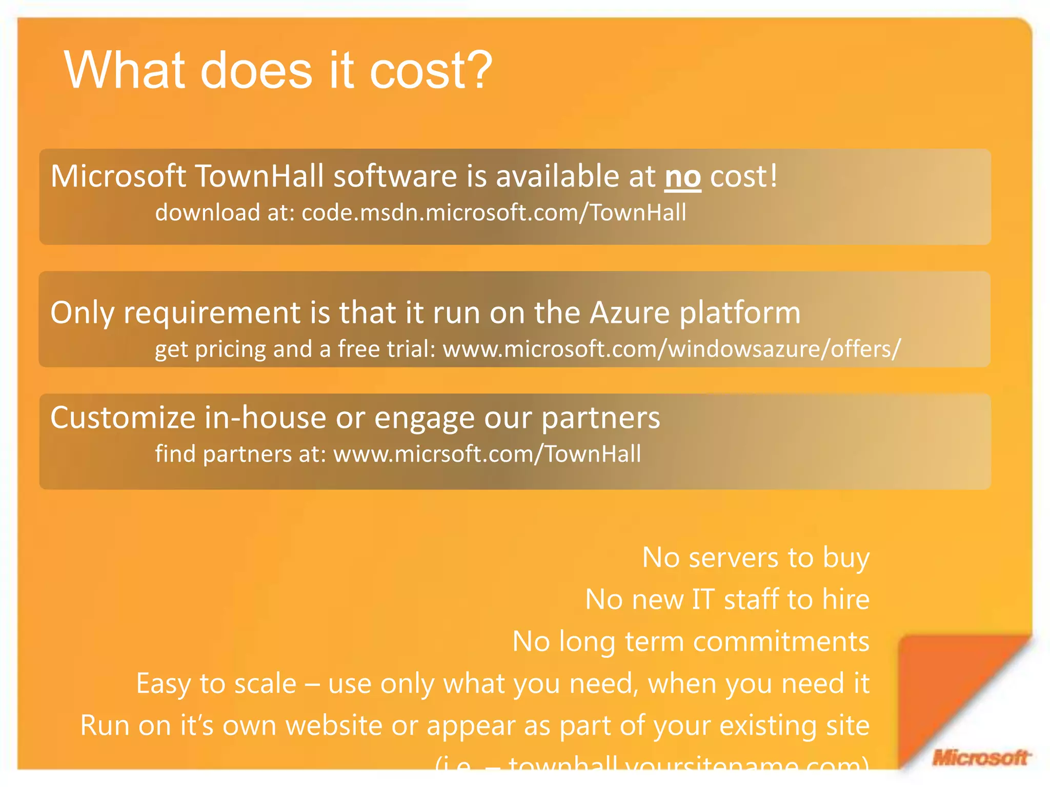 Microsoft Online ServicesEnterprise class software delivered via subscription services hosted by Microsoft and sold with partnersWeb ApplicationsBusiness Productivity Online Suite