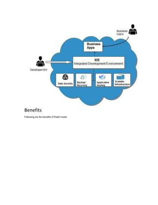 Benefits
Following are the benefits of PaaS model:
 