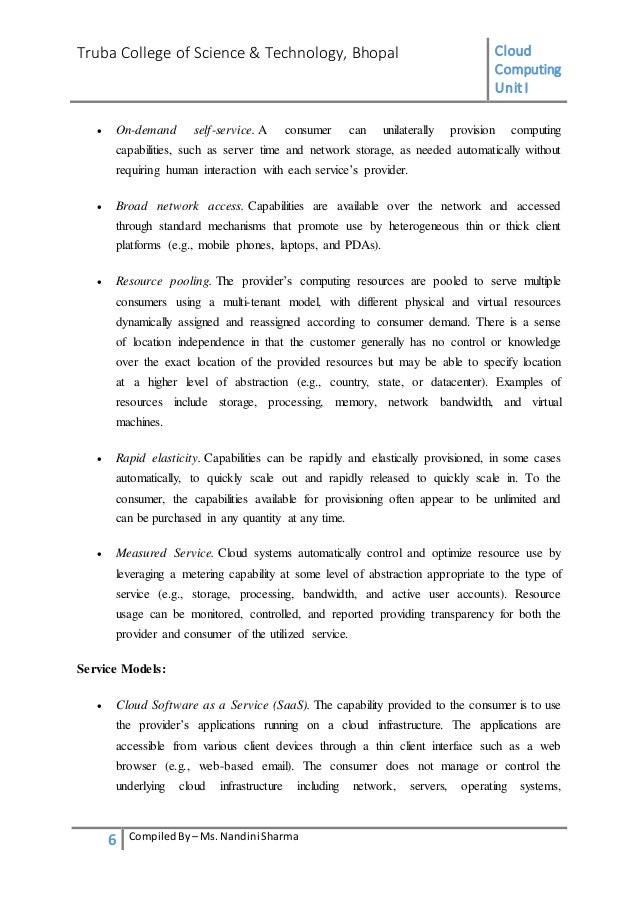 Cloud computing notes unit I as per RGPV syllabus