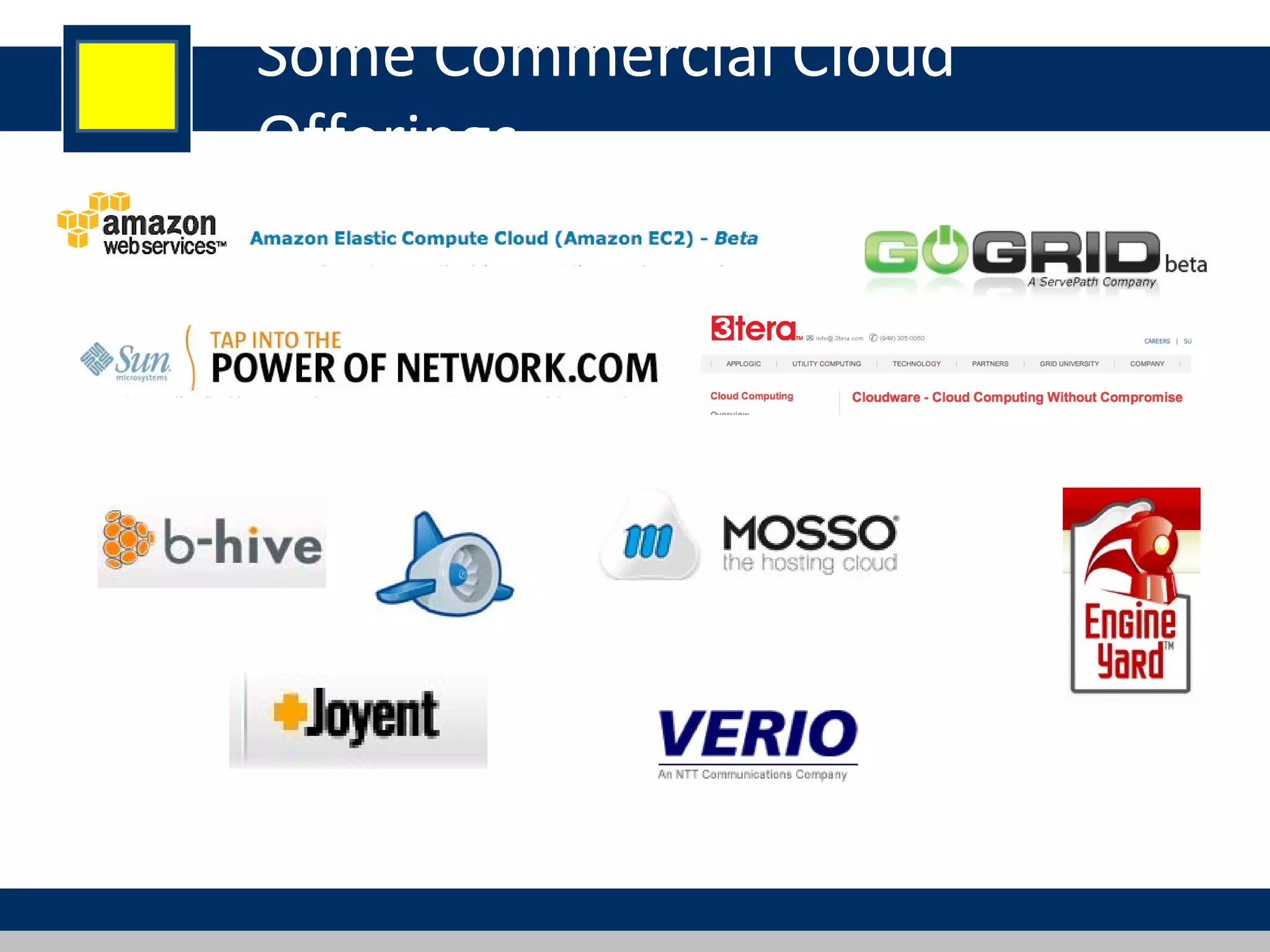 Some Commercial Cloud
Offerings
 