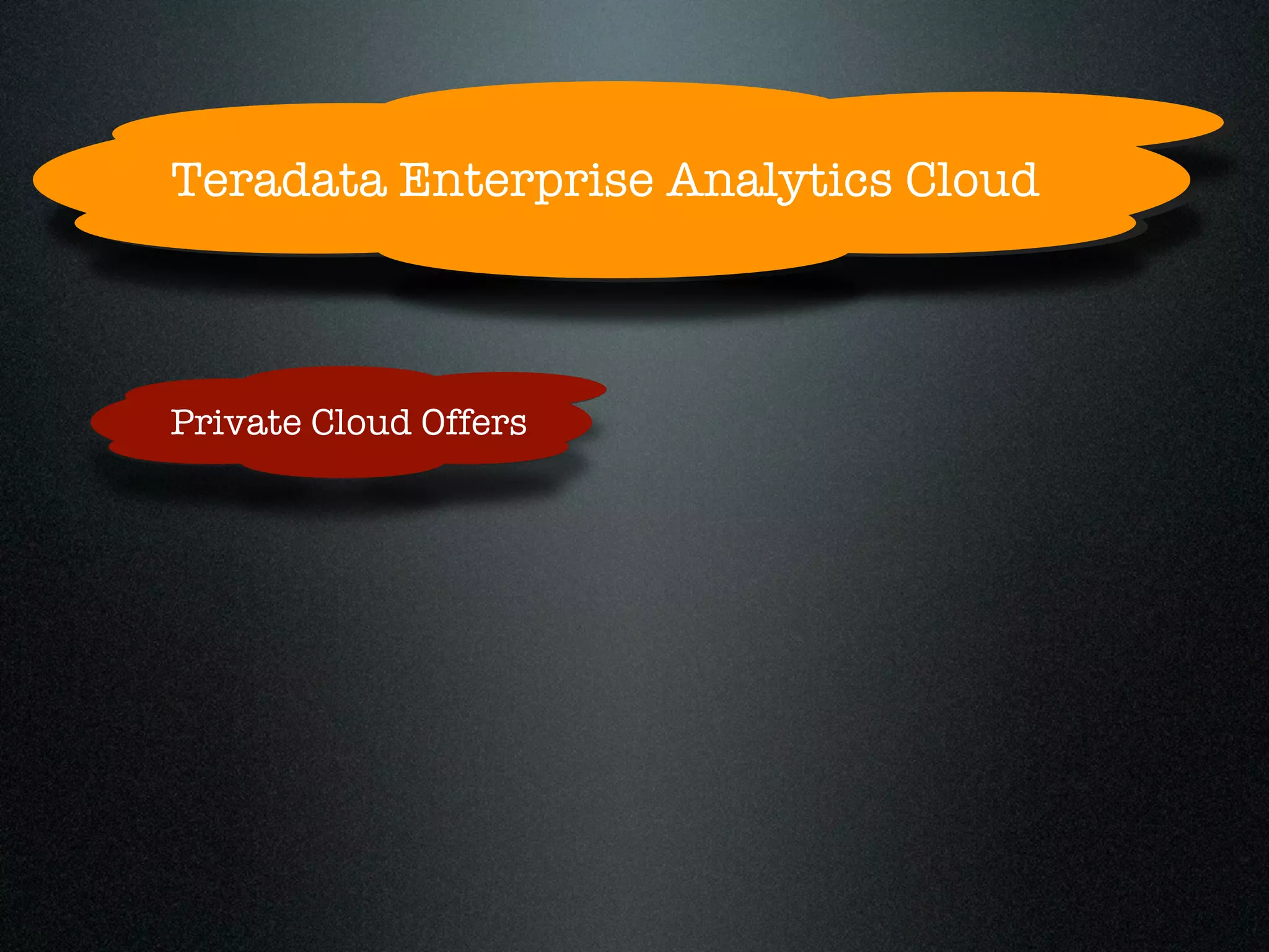 Teradata Enterprise Analytics Cloud



Private Cloud Offers
 