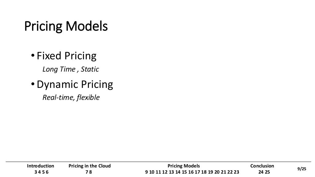 Cloud computing pricing models