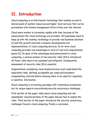 Cloud computing risk assesment report | DOCX