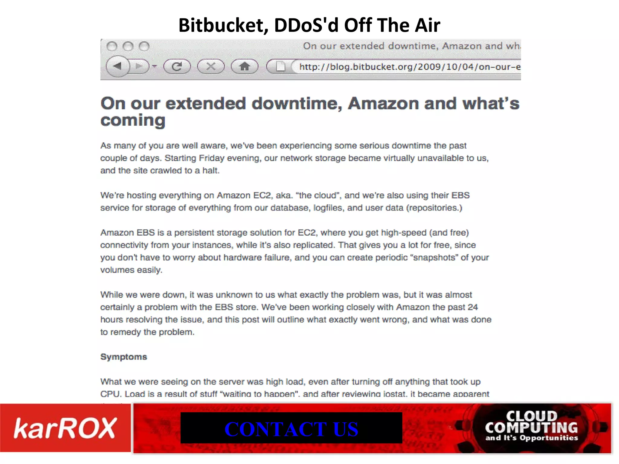 Bitbucket, DDoS'd Off The Air CONTACT US 
