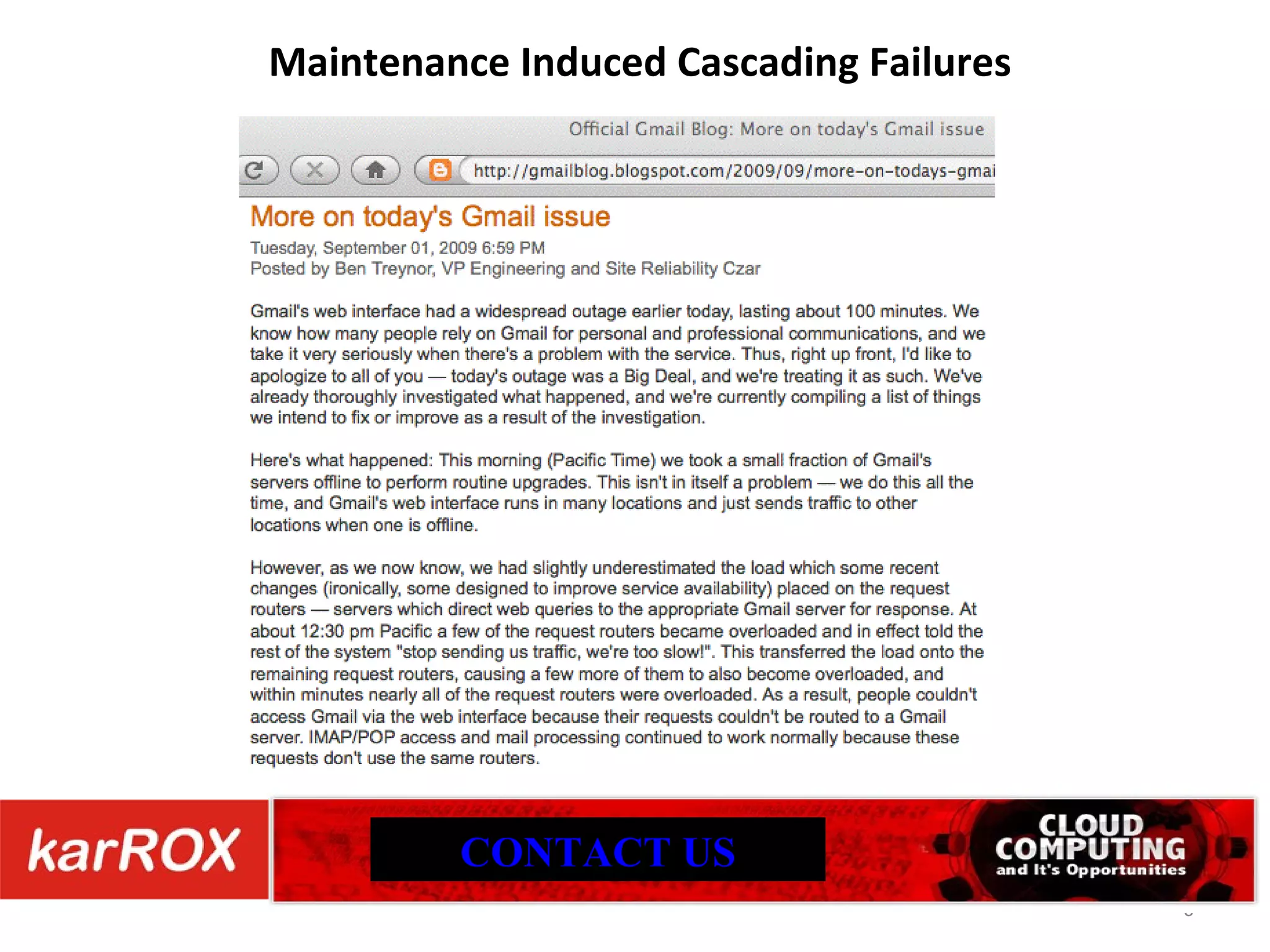 Maintenance Induced Cascading Failures CONTACT US 