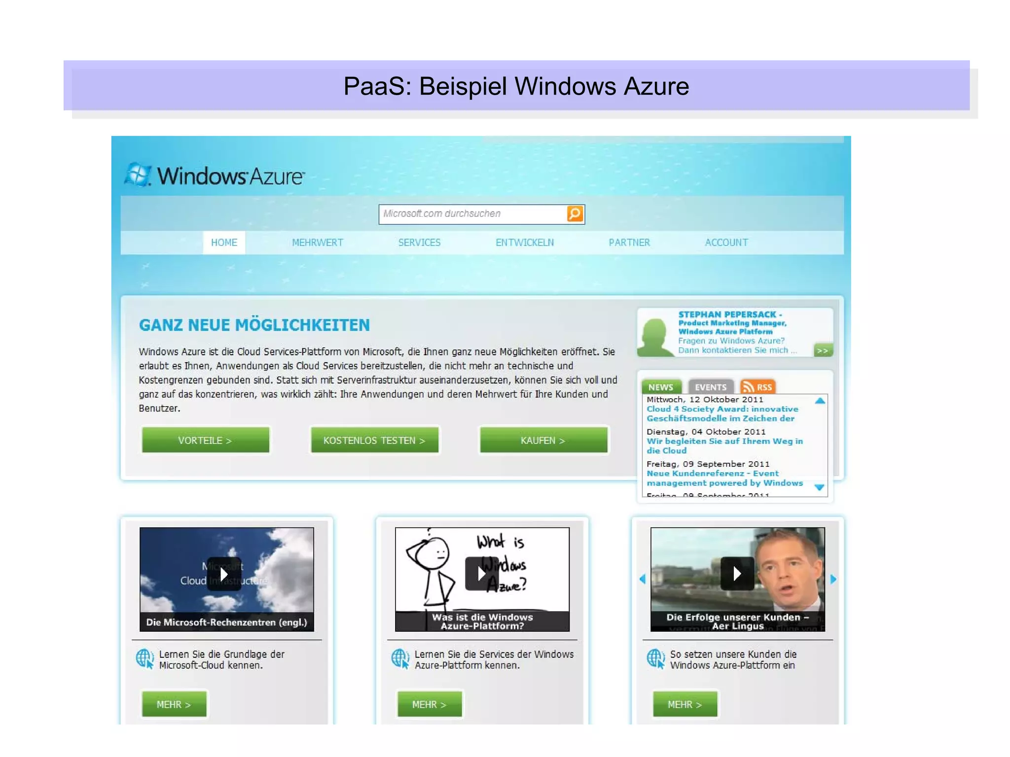 PaaS: Beispiel Windows Azure
PaaS: Beispiel Windows Azure
 