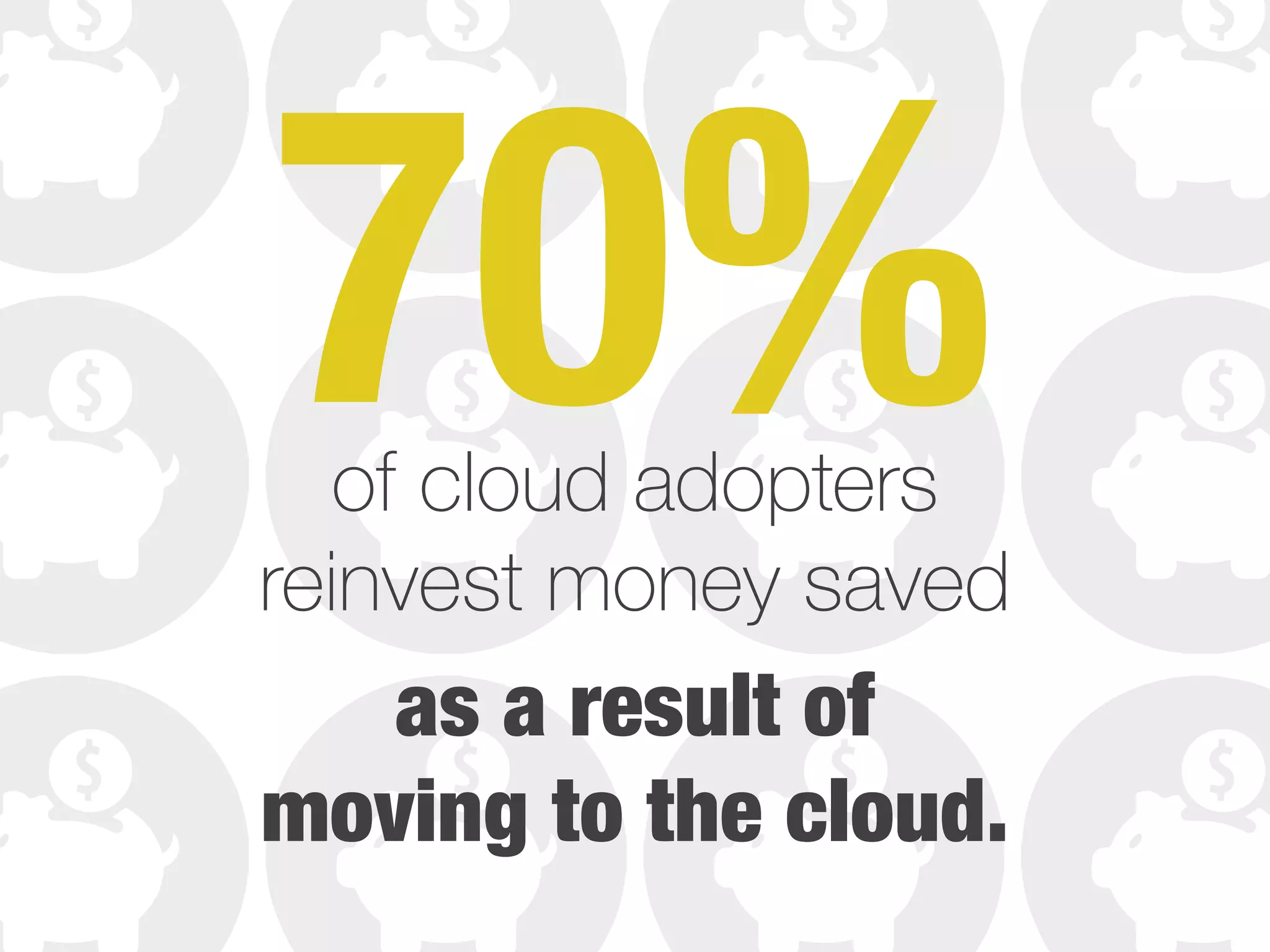 70%of cloud adopters
reinvest money saved
as a result of
moving to the cloud.
 