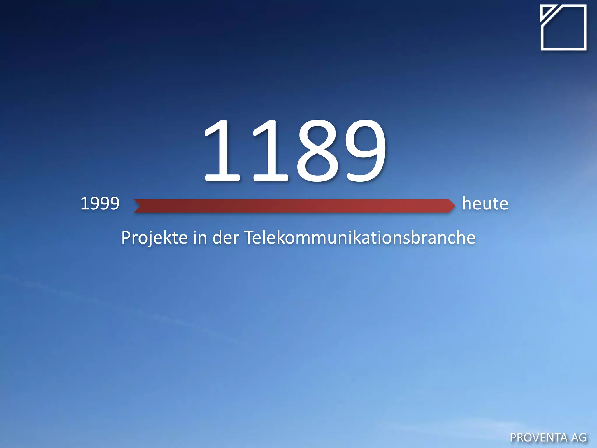 PROVENTA AGPROVENTA AG
1999 heute
Projekte in der Telekommunikationsbranche
1189
 