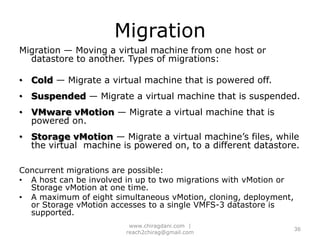 Virtual SwitchService console port ( ESX only)Virtual Machine port groupVMKernel portVirtual SwitchUplink Ports3 types of connection types to hosts and virtual machines:Connecting virtual machines to the physical network.