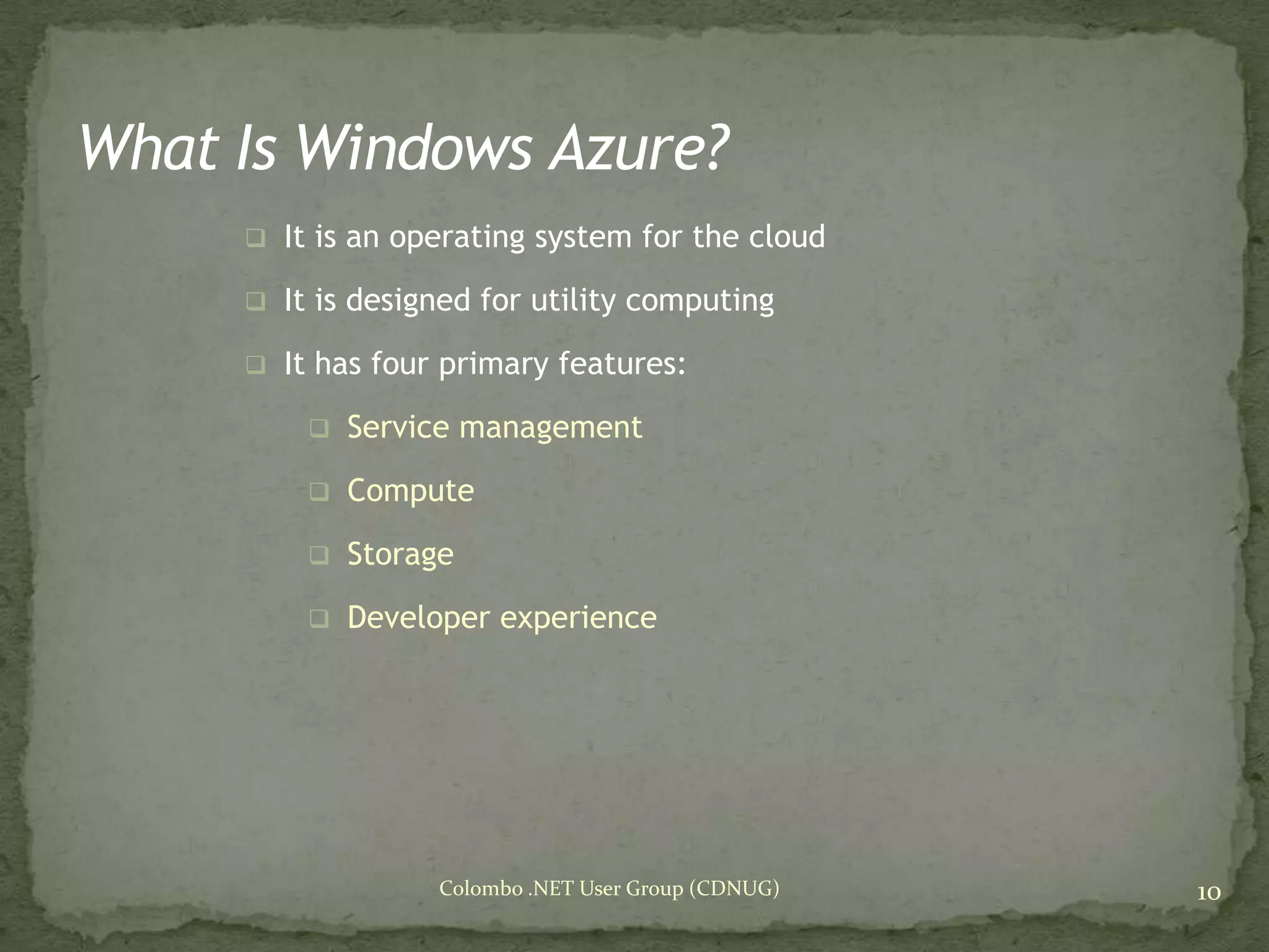 Cloud Computing & Windows Azure