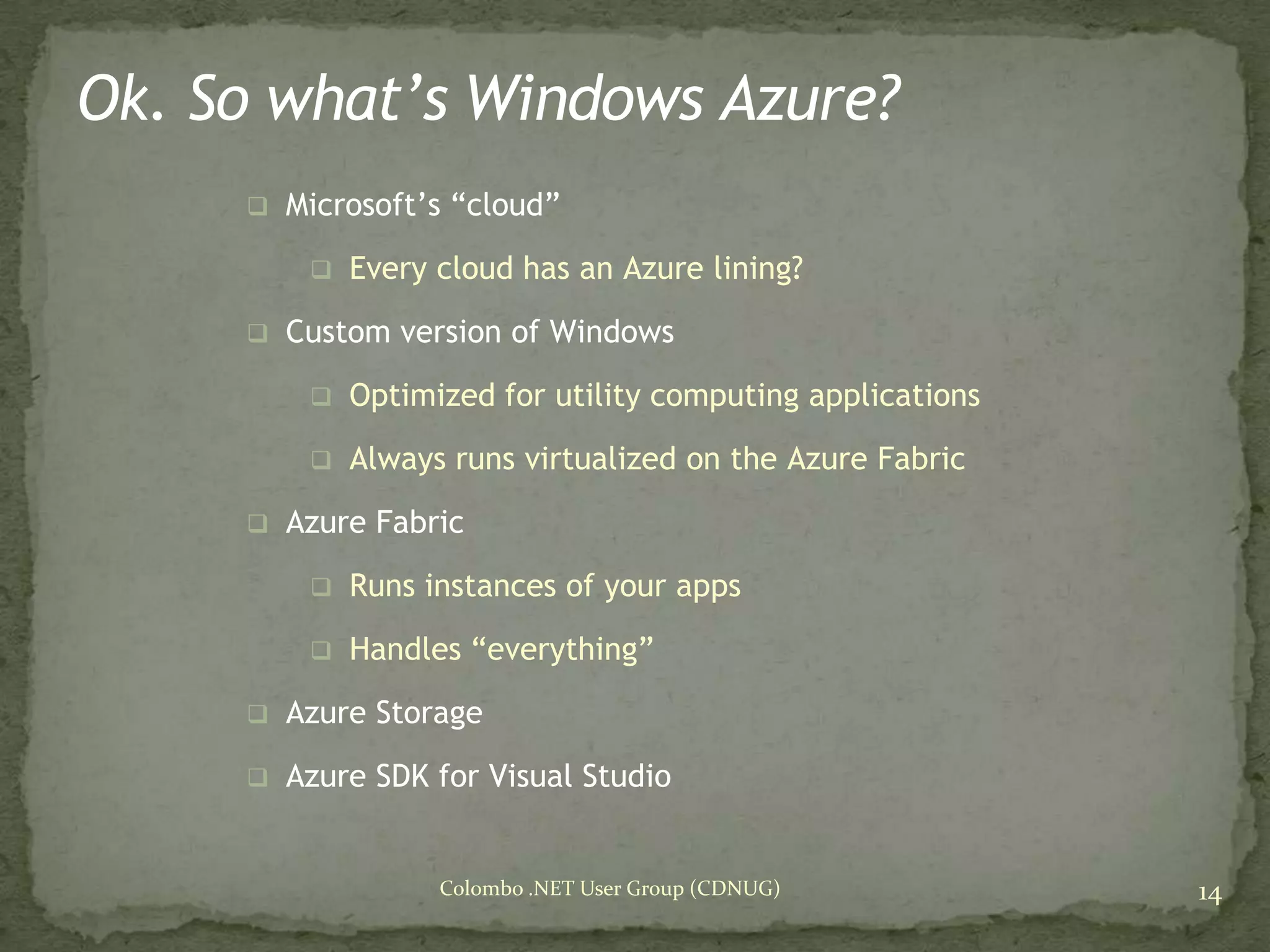 Cloud Computing & Windows Azure
