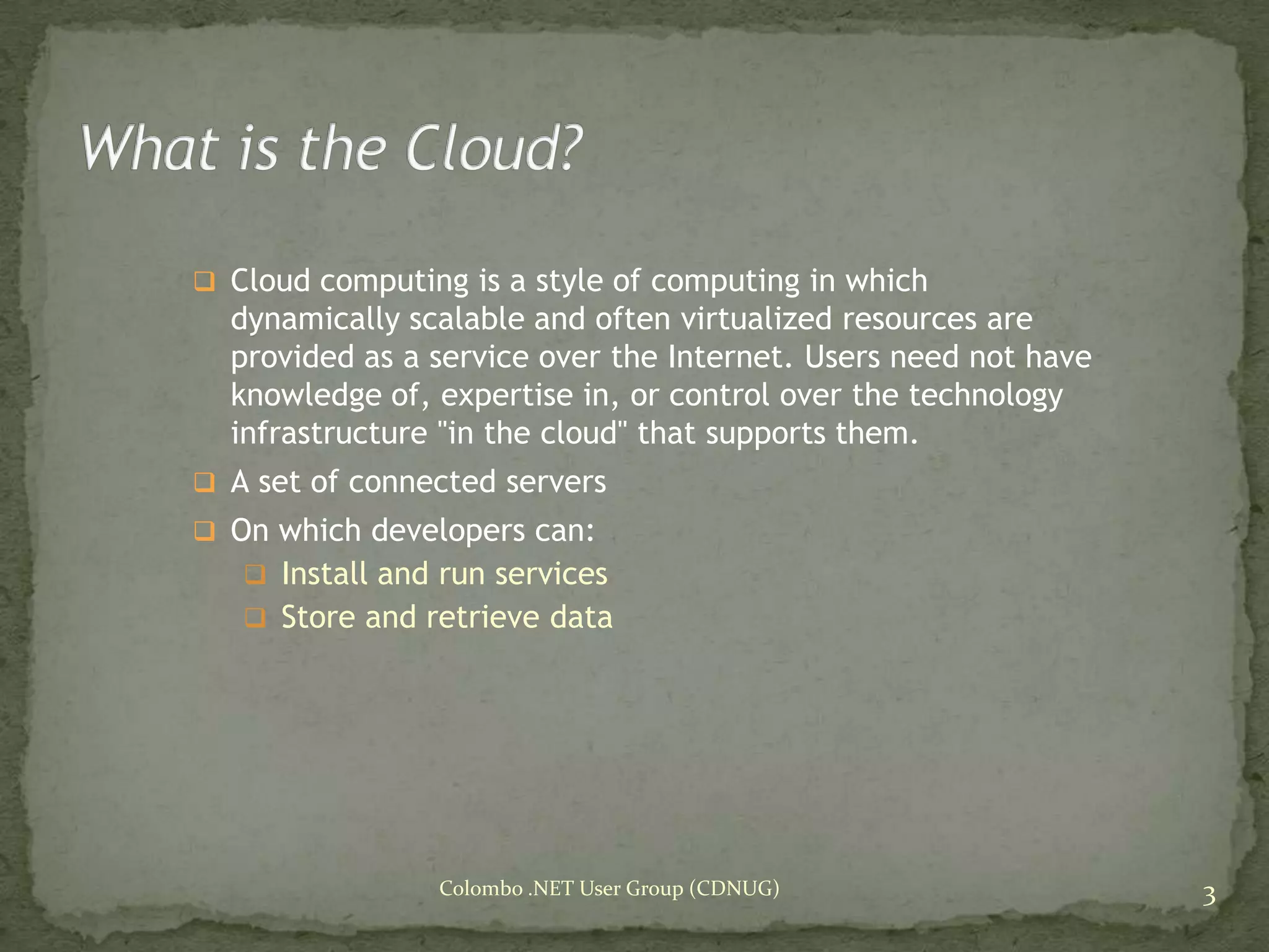 Cloud Computing & Windows Azure