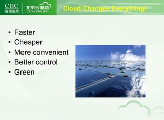 Faster Cheaper More convenient Better control Green Cloud Changes Everything! 