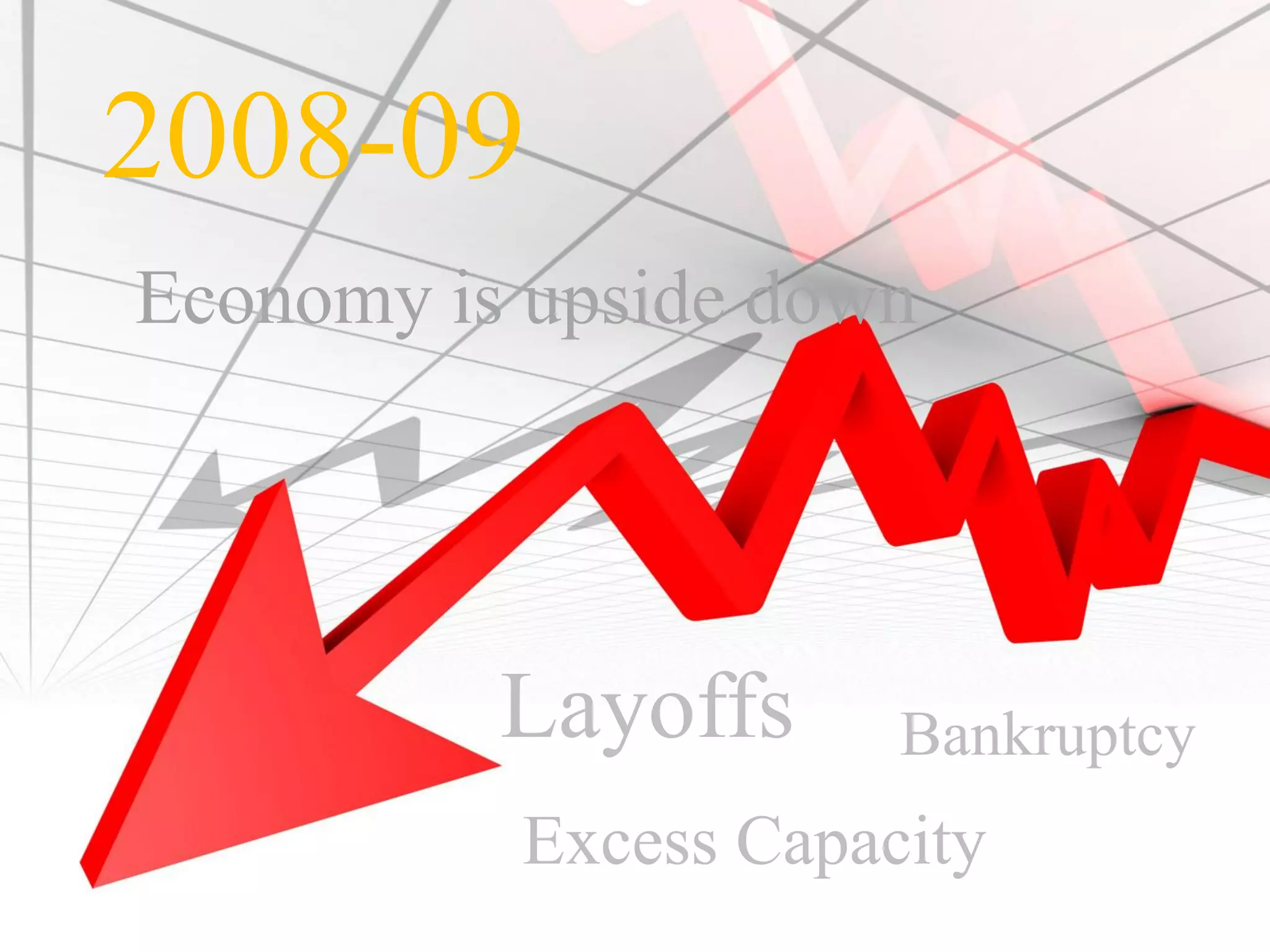 2008-09
Economy is upside down




          Layoffs     Bankruptcy
          Excess Capacity
 