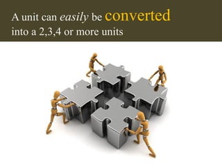 A unit can easily be converted
into a 2,3,4 or more units
 