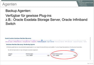 Agenten
Backup Agenten:
Verfügbar für gewisse Plug-ins
z.B.: Oracle Exadata Storage Server, Oracle Infiniband
Switch
Page 10 of 20
cel01 db01 db02
 