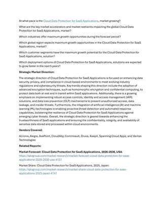 Global Trends and Strategic Insights in Cloud Data Protection for SaaS ...