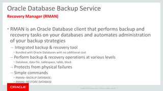 Oracle Cloud Storage Service & Oracle Database Backup Cloud Service | PDF