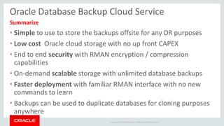Oracle Cloud Storage Service & Oracle Database Backup Cloud Service | PDF