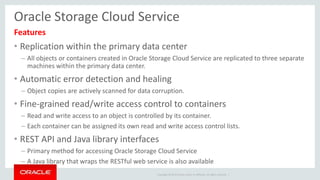 Oracle Cloud Storage Service & Oracle Database Backup Cloud Service | PDF