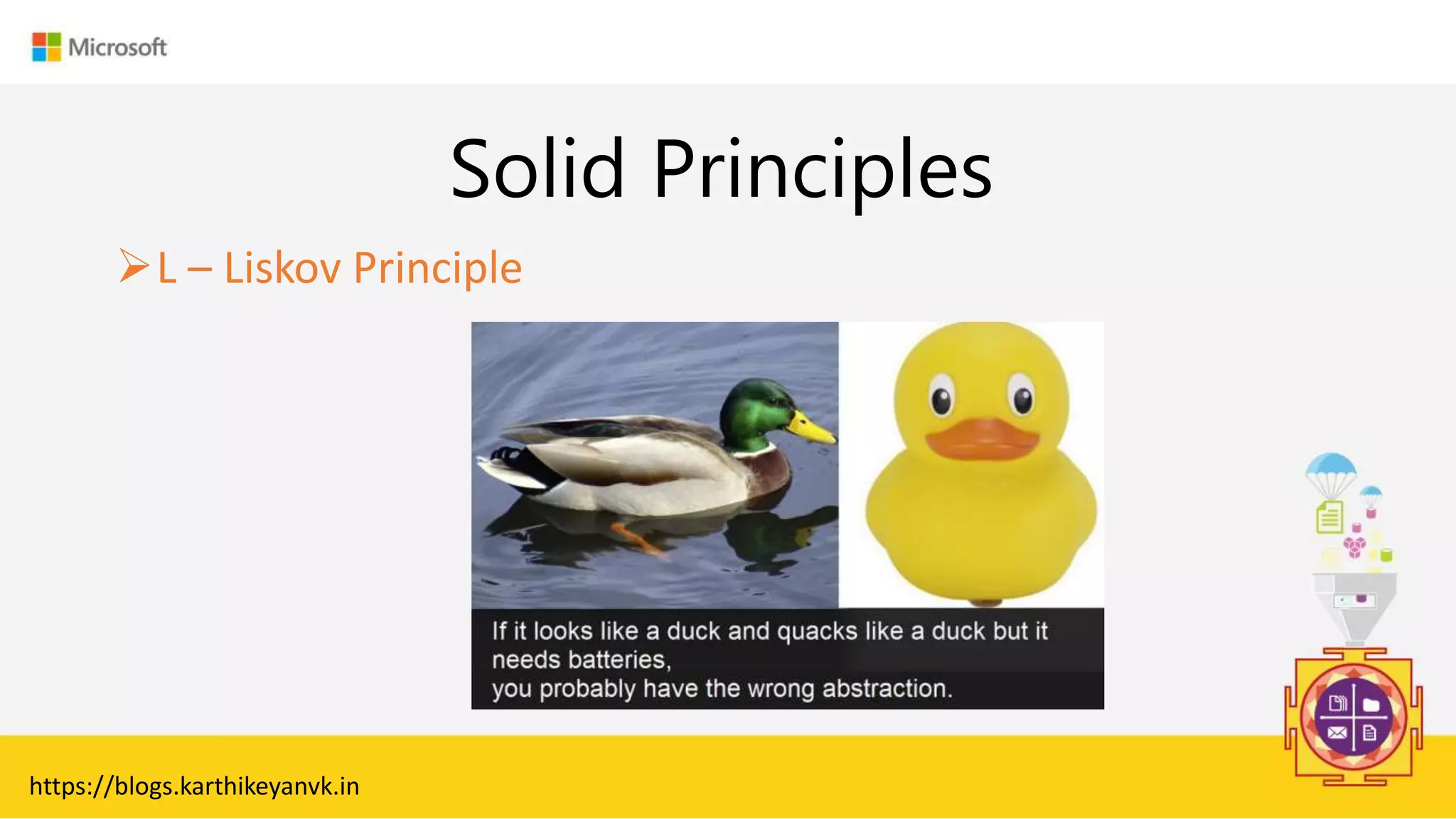 Enter Text
Solid Principles
L – Liskov Principle
https://blogs.karthikeyanvk.in
 