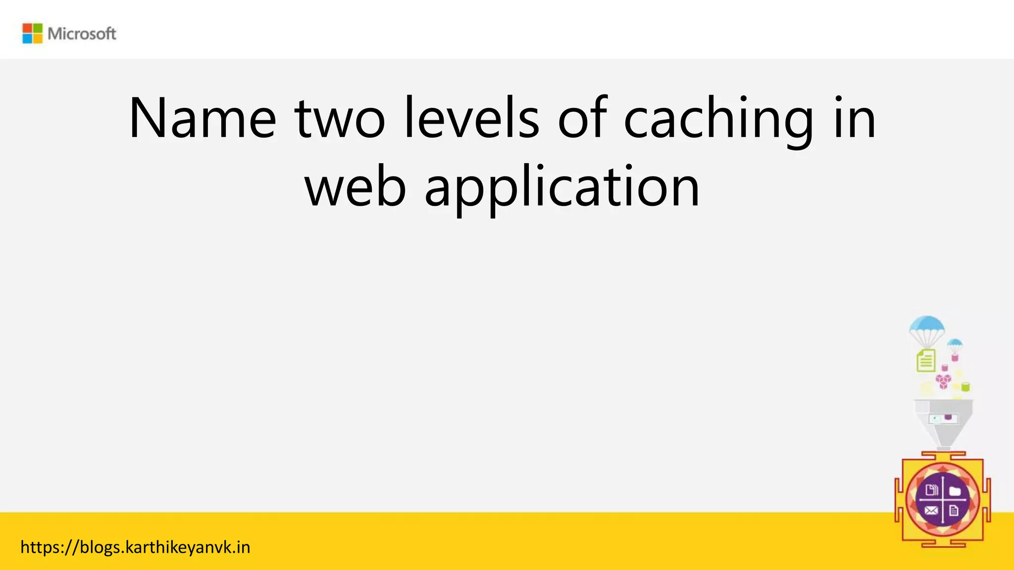 Enter Text
Name two levels of caching in
web application
https://blogs.karthikeyanvk.in
 