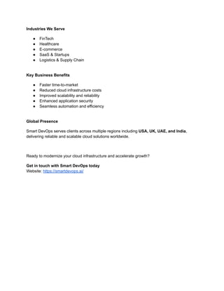 Smart DevOps: Accelerating Cloud & DevOps Transformation Globally | PDF