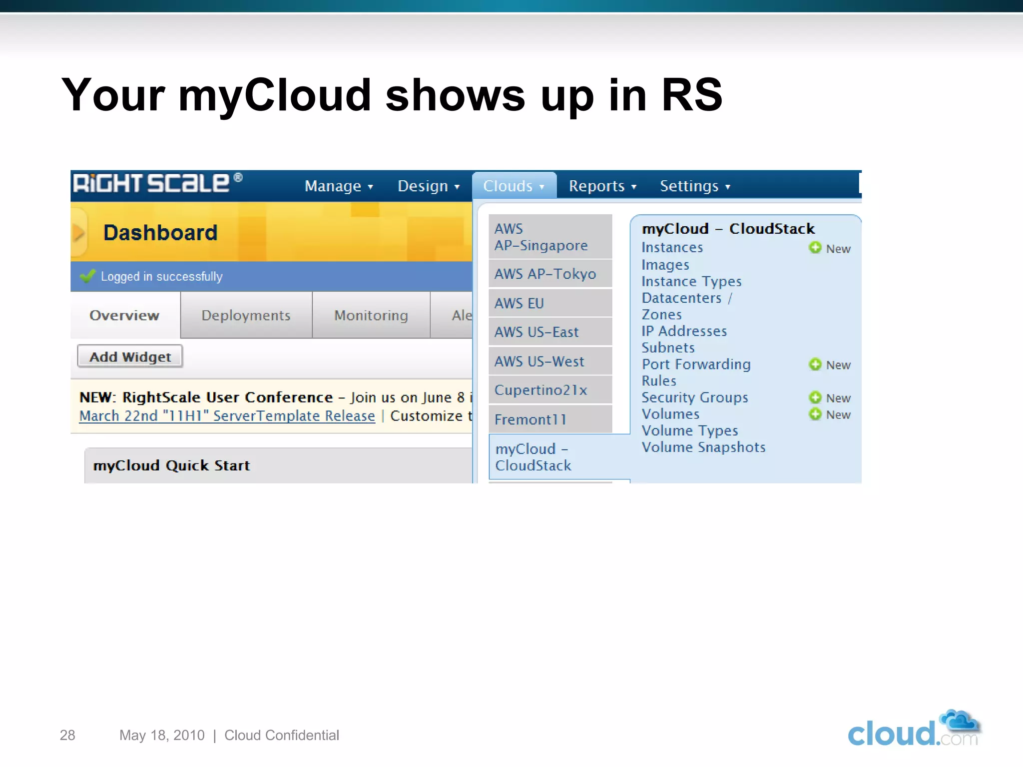 Your myCloud shows up in RS May 18, 2010  |  Cloud Confidential  