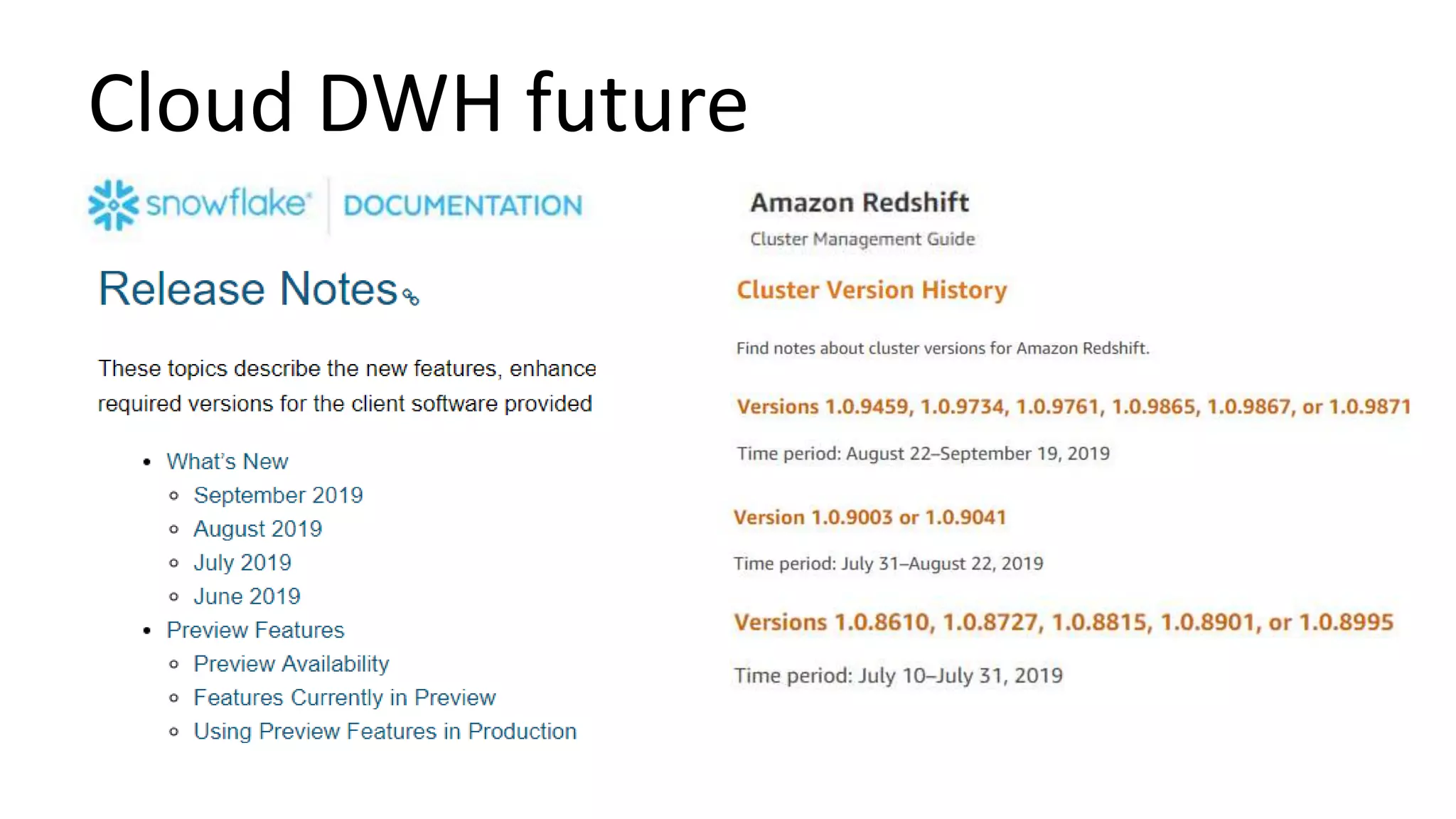 Cloud DWH future
 