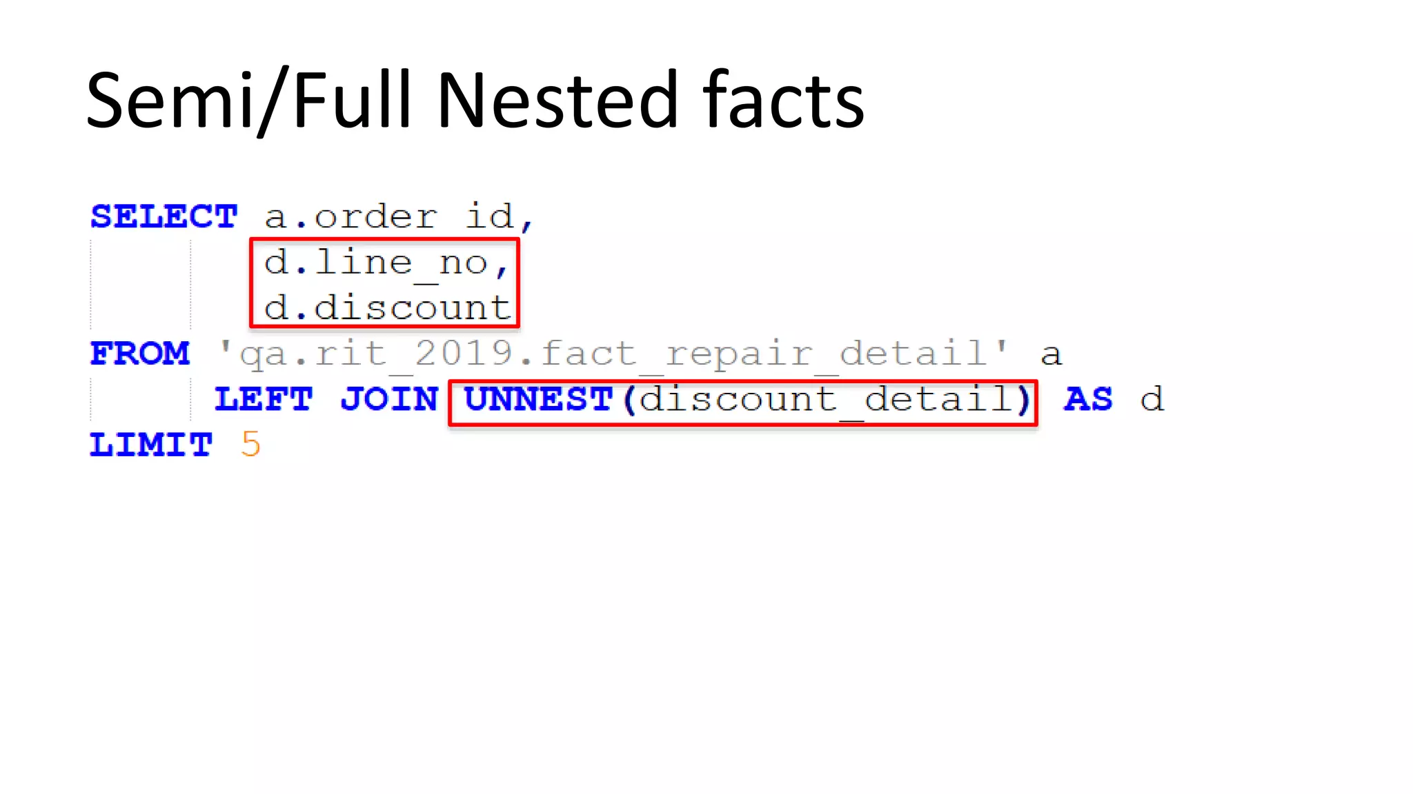 Semi/Full Nested facts
 