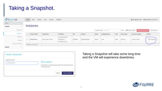28
Taking a Snapshot.
Taking a Snapshot will take some long time
and the VM will experience downtimes.
 
