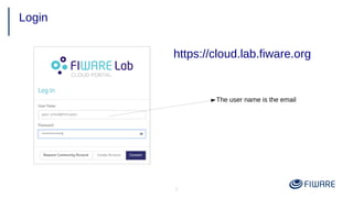 3
Login
The user name is the email
https://cloud.lab.fiware.org
 