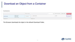 44
Download an Object from a Container
The Browser downloads the object in the default Download Folder.
 