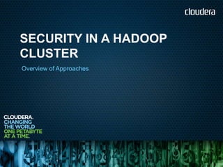 SECURITY IN A HADOOP
CLUSTER
Overview of Approaches
 