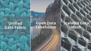 Scalable Data
Mesh
Open Data
Lakehouse
Unified
Data Fabric
 
